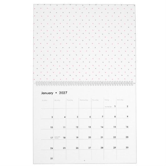 印象的な青とピンクのフローラのモチーフが カレンダー (1月 2027)