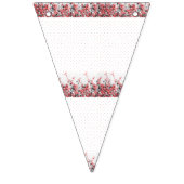 印象的な青とピンクのフローラのモチーフが バンティングフラッグ (第1の旗)