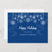 印象的な青と白のビジネスのクリスマス ポストカード (正面/裏面)