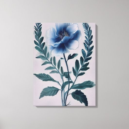 印象的な青絵画い花 キャンバスプリント (正面)
