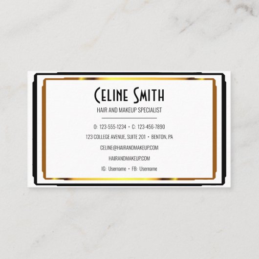 印象的な髪とメイクアップブラック&金ゴールドビジネスC 名刺 (裏面)