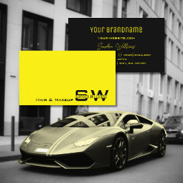 印象的な黄色と黒のシンプルモノグラム付き 名刺