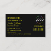 印象的な黄色カッコいいの黒（モノグラムとロゴ） 名刺 (裏面)