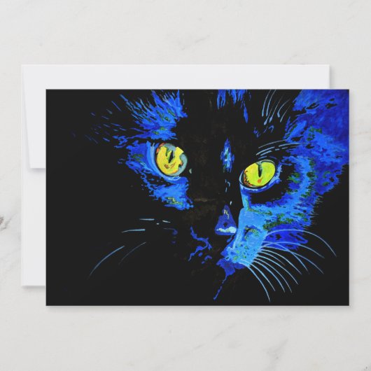 印象的な黄色芸術的Eを持つ黒猫ポートレート (正面)