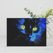 印象的な黄色芸術的Eを持つ黒猫ポートレート (スタンド正面)