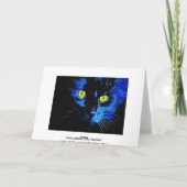 印象的な黄色芸術的Eを持つ黒猫ポートレート カード (裏面)