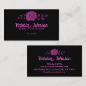 印象的な黒いピンクのバラ 名刺 (正面/裏面)