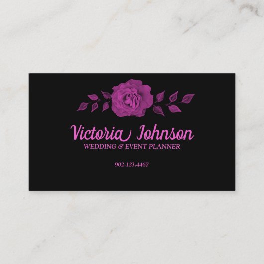 印象的な黒いピンクのバラ 名刺 (正面)