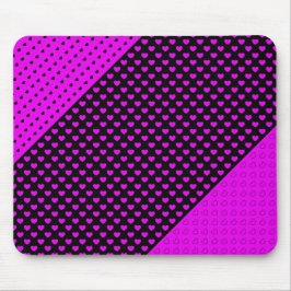 印象的な黒とピンクの色かわいいハートパターン マウスパッド