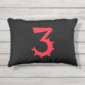 印象的な黒と赤の「3」デザイン アウトドアクッション (正面)