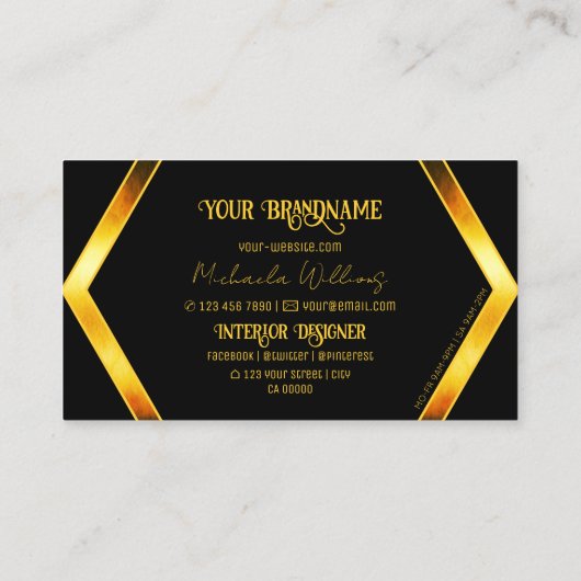 印象的な黒のオレンジ色のきらめくスタイリッシュ(ロゴ付き) 名刺 (裏面)