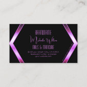 印象的な黒の幾何学的クールピンクパープルきらめく 名刺 (裏面)