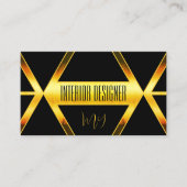 印象的な黒オレンジ色のきらめくモダンとモノグラム 名刺 (正面)