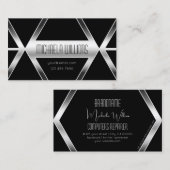 印象的な黒幾何モダン銀眼捕手 名刺 (正面/裏面)