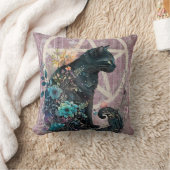 印象的な黒猫の宝石のような星形五角形の花 クッション (ブランケット)