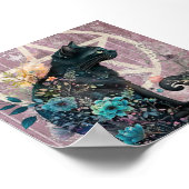 印象的な黒猫の宝石のような星形五角形の花 ポスター (角)