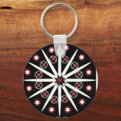 印象的な黒 赤 グレー 白の模様 キーホルダー (裏面)