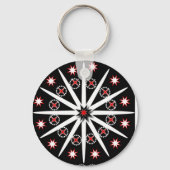 印象的な黒 赤 グレー 白の模様 キーホルダー (裏面)