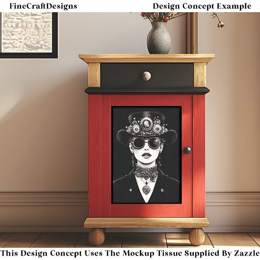 印象的なSteampunk女性のモノクロAC5デコページ 薄葉紙