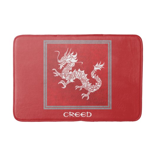 印象的赤と白龍 バスマット (正面)