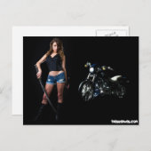 危ないバイクもしくは自転車に乗る人の可愛い人の郵便はがき ポストカード (正面/裏面)