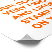 危フレンドリー険でない犬のサイン ポスター (角)