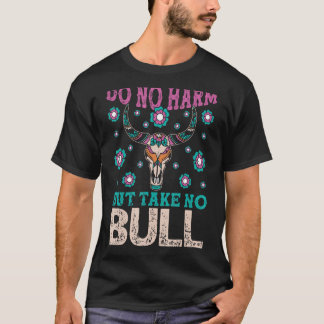 危害を加えないがNo Bull Boho CowスカルファームA Tシャツ
