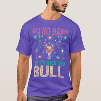 危害を加えないがNo Bull Boho CowスカルファームA Tシャツ