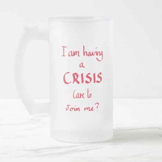 危機おもしろい引用文事務所パニックユーモアレッドスローガン フロストグラスビールジョッキ (左)