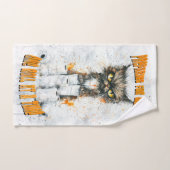 危機に備えて歩いている気難しい猫 ハンドタオル (ハンドタオル)