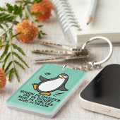 危険か不確かでおもしろいなペンギンのグラフィックで時 キーホルダー (正面右)