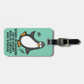 危険か不確かでおもしろいなペンギンのグラフィックで時 ラゲッジタグ (正面横)