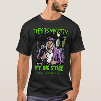 危険なネオンシティステージのストリートウェアデザイン Tシャツ