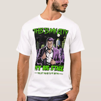 危険なネオンシティステージの都会的なストリートウェアデザイン Tシャツ