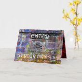 危険な入口、ドクロと十字骨のカード カード (黄色い花)