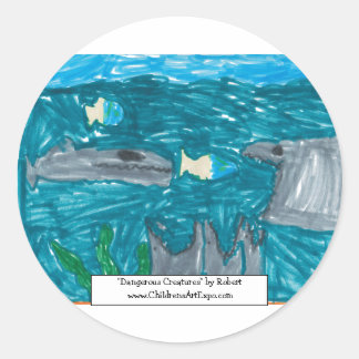 「危険な生物」スタンプ ラウンドシール