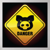 危険な豚注意看板 ポスター (正面)
