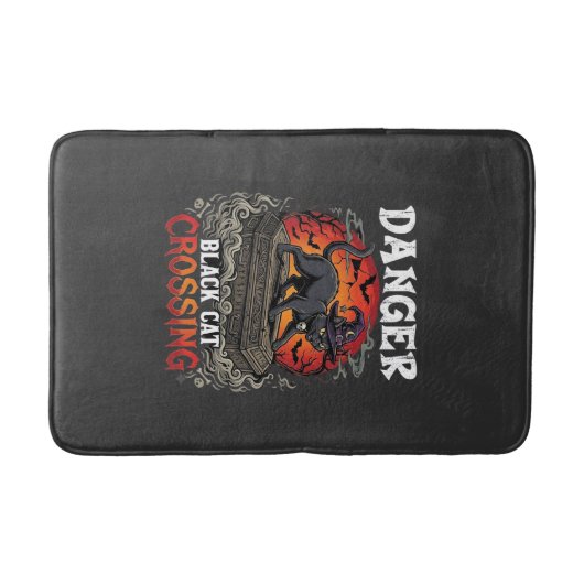 危険な黒猫が交差するハロウィン魔女の帽子のコフ バスマット (正面)