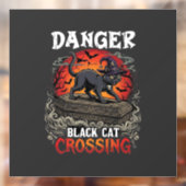 危険な黒猫が交差するハロウィン魔女の帽子コーヒー ウィンドウサイン (シート2)