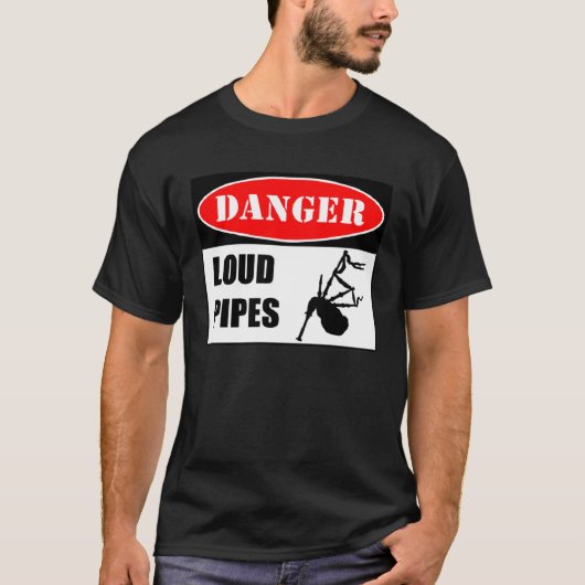 危険の大きなパイプのバグパイプ Tシャツ (正面)
