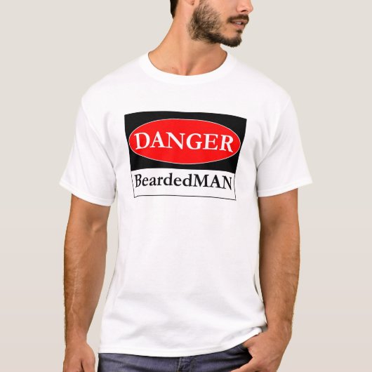危険のBeardedMANの印 Tシャツ (正面)