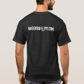 危険はバイクもしくは自転車に乗る人を食べ物を与えません Tシャツ (裏面)