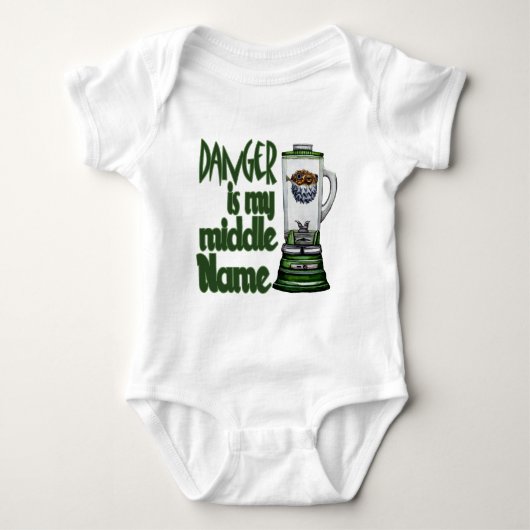 危険は私のミドルネームです ベビーボディスーツ (正面)