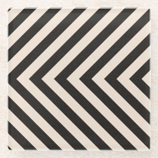 危険は縞で飾ります ガラスコースター (正面)