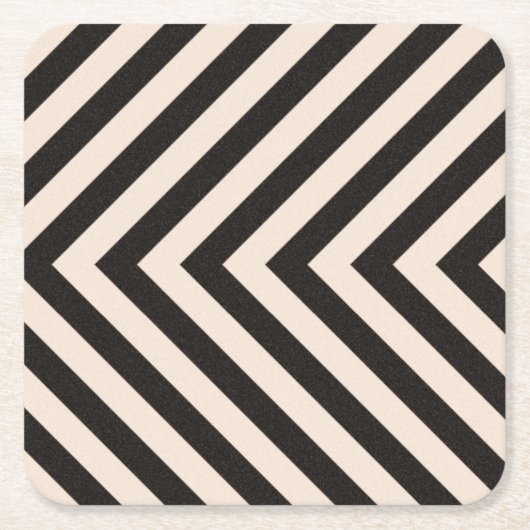 危険は縞で飾ります スクエアペーパーコースター (正面)
