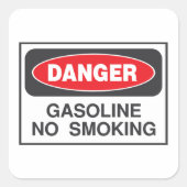 危険ガソリンなし喫煙サイン広場ステッカー スクエアシール (正面)