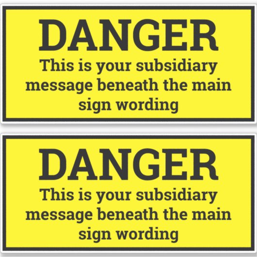 危険シンボルや象徴- Two Black & Yellow Sign Stickers シール (正面)