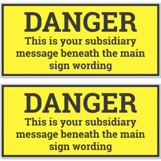 危険シンボルや象徴- Two Black & Yellow Sign Stickers シール (正面)