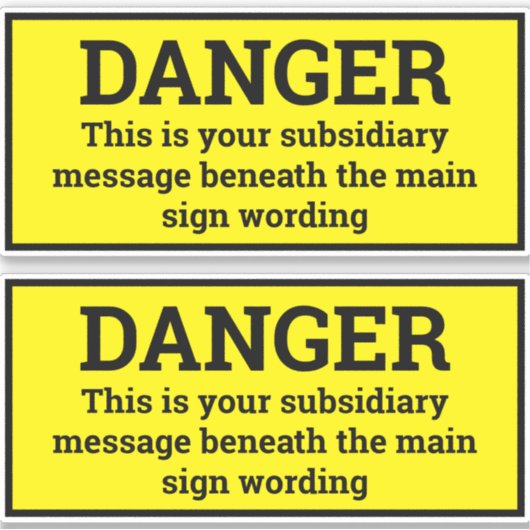 危険シンボルや象徴- Two Black & Yellow Sign Stickers シール (正面)