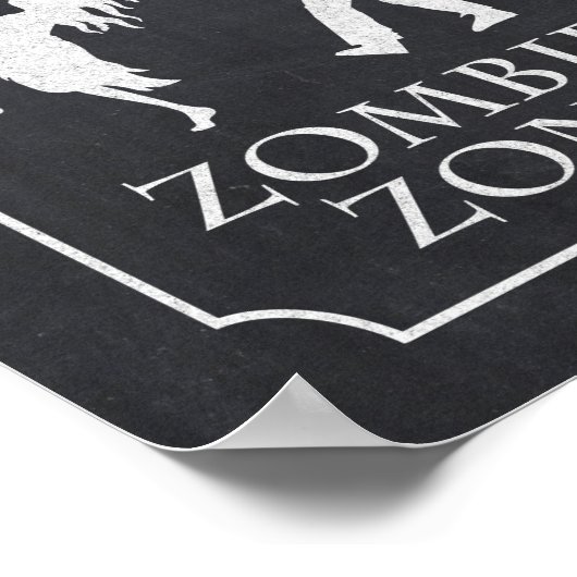危険ゾンビゾーンハローウィンパーティシャルボードサイン ポスター (角)